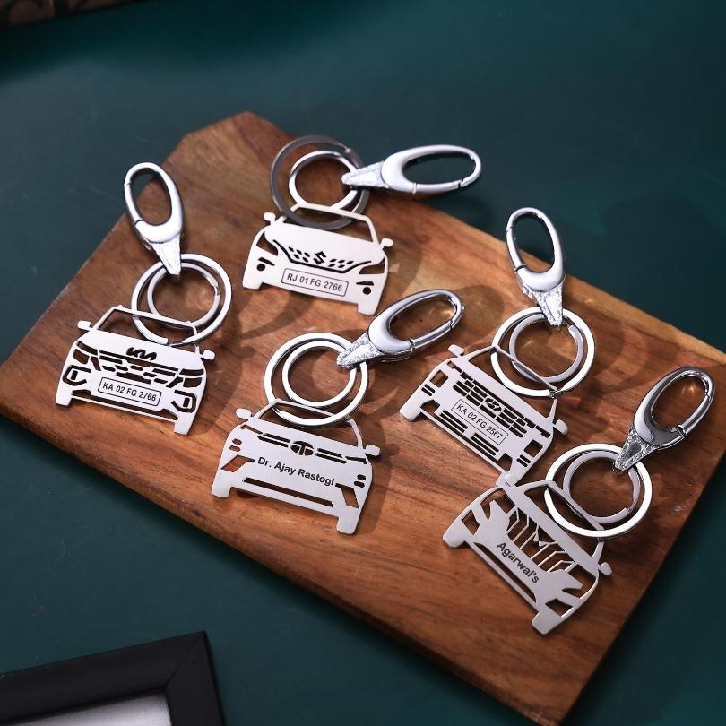 Custom Personalized Car Keychain with Name & Number