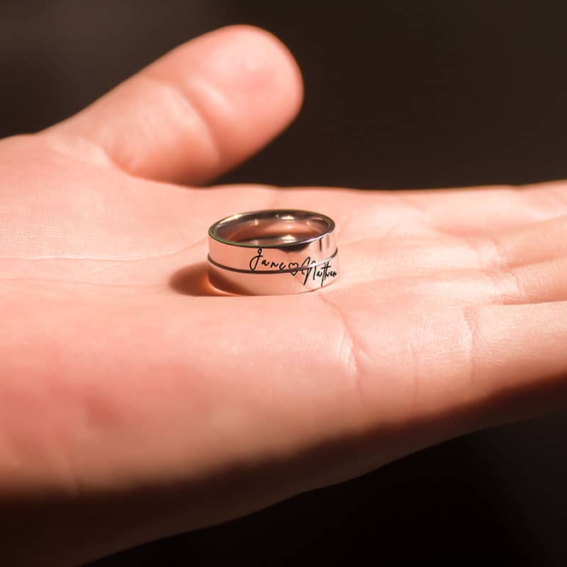 Custom Handwriting Cross Couple Ring Set