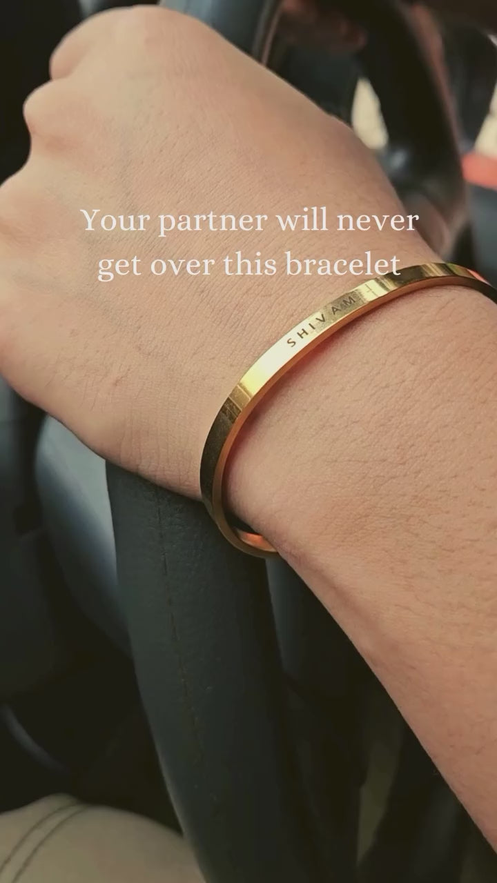 Personalized Engraved Couple Cuff Bracelet – Custom Name Stainless Steel Bangle