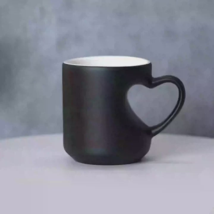 Custom Heart-Handle Magic Mug - Personalized Photo Collage Heat Change Coffee Cup