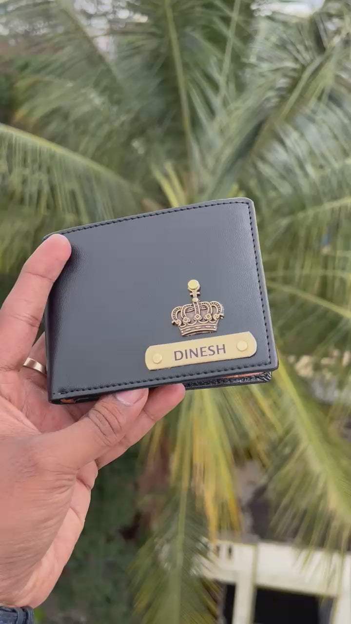 Personalized Dual Tone Men Wallet 2.0 with Name Tag & Charm | Premium Leather Wallet for Men