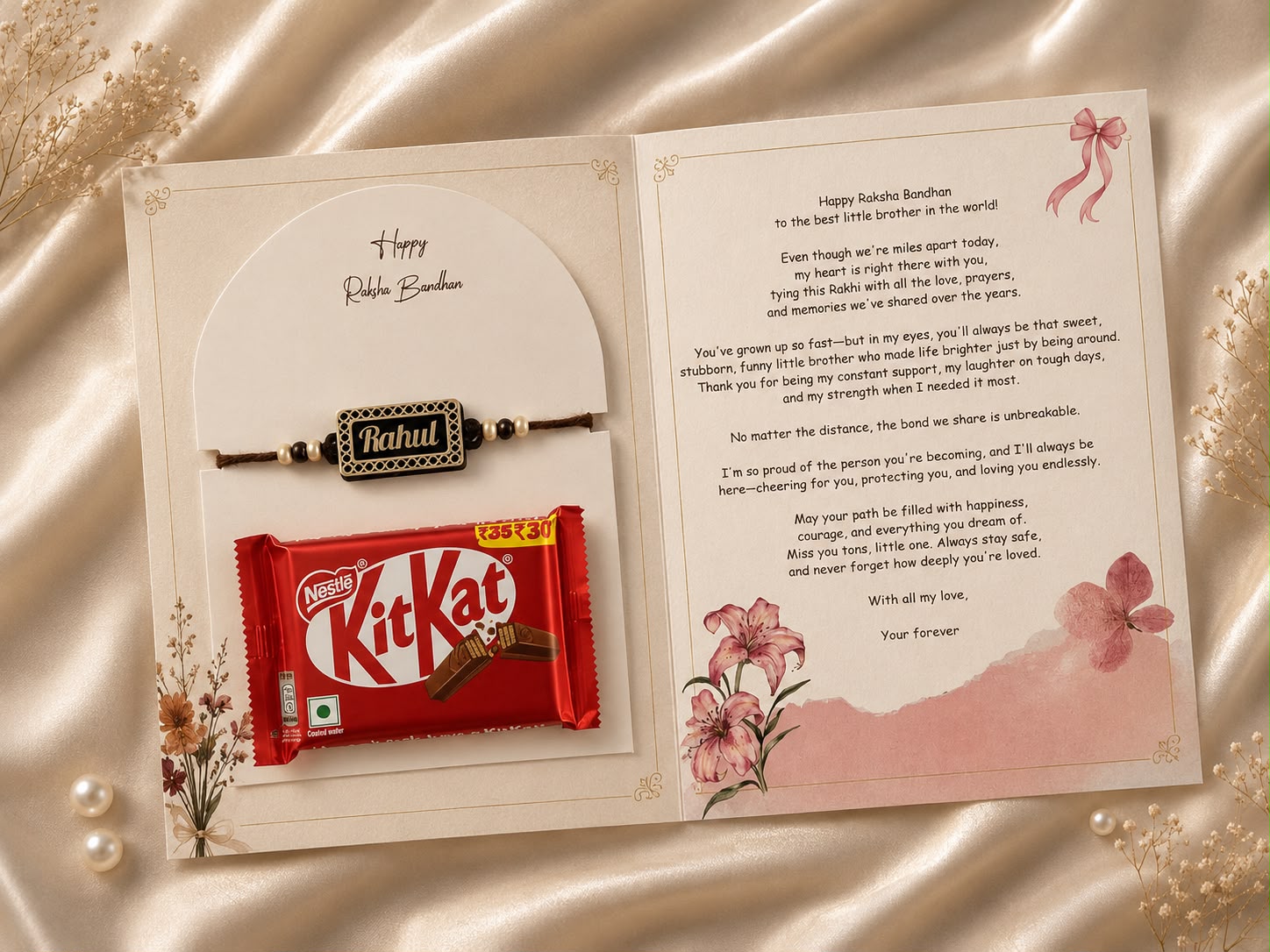 Personalised Raksha Bandhan Greeting Card with Chocolate