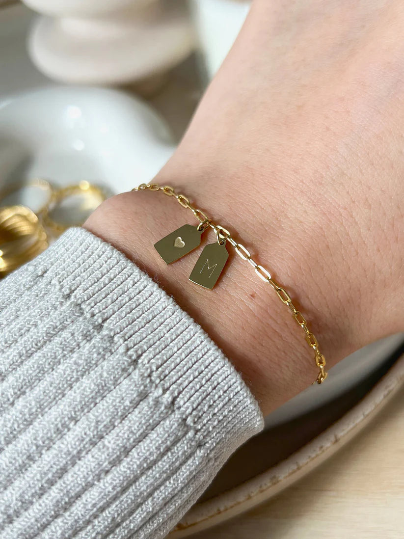 His & Her initial bracelet with heart