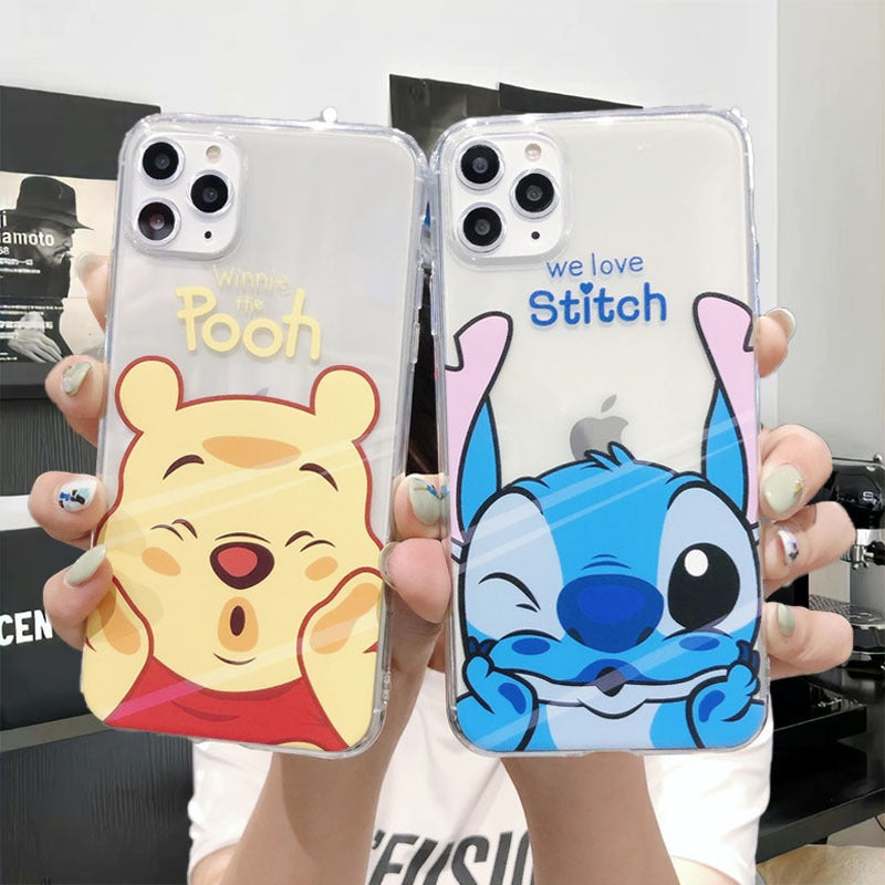 Pooh and Stitch Clear Silicon Case Cover