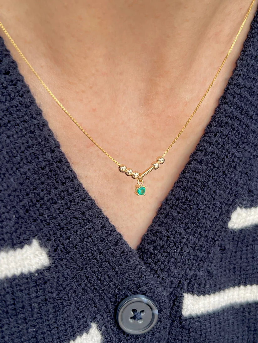 Morse Code Initial Birthstone Necklace