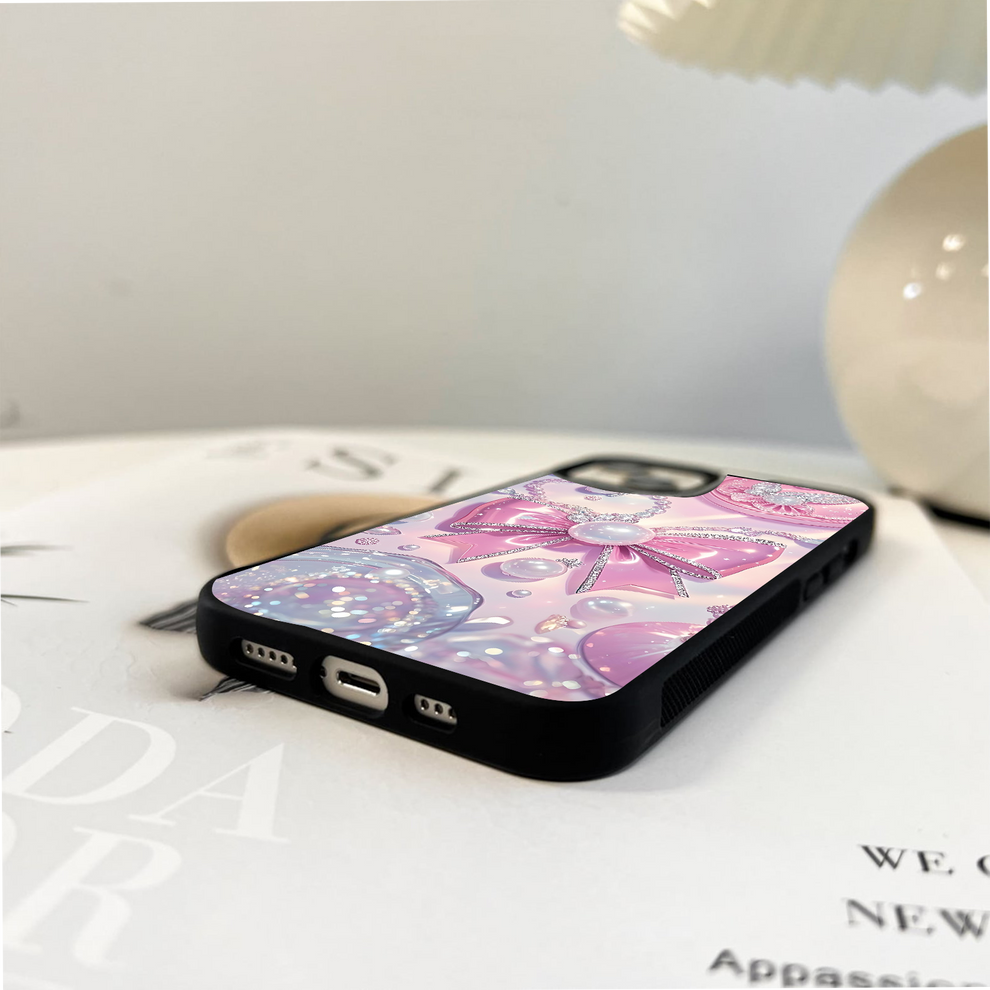 Pink Bow And Sparkle Glass Case
