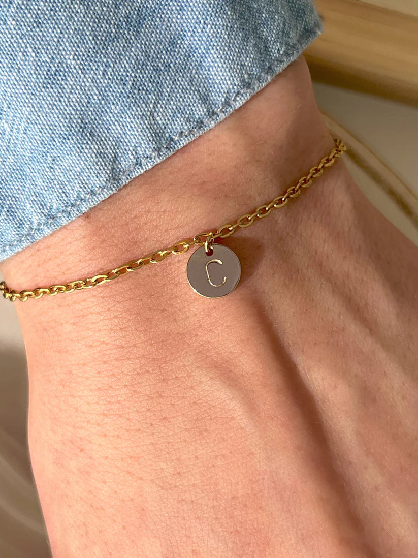 Initial coin bracelet