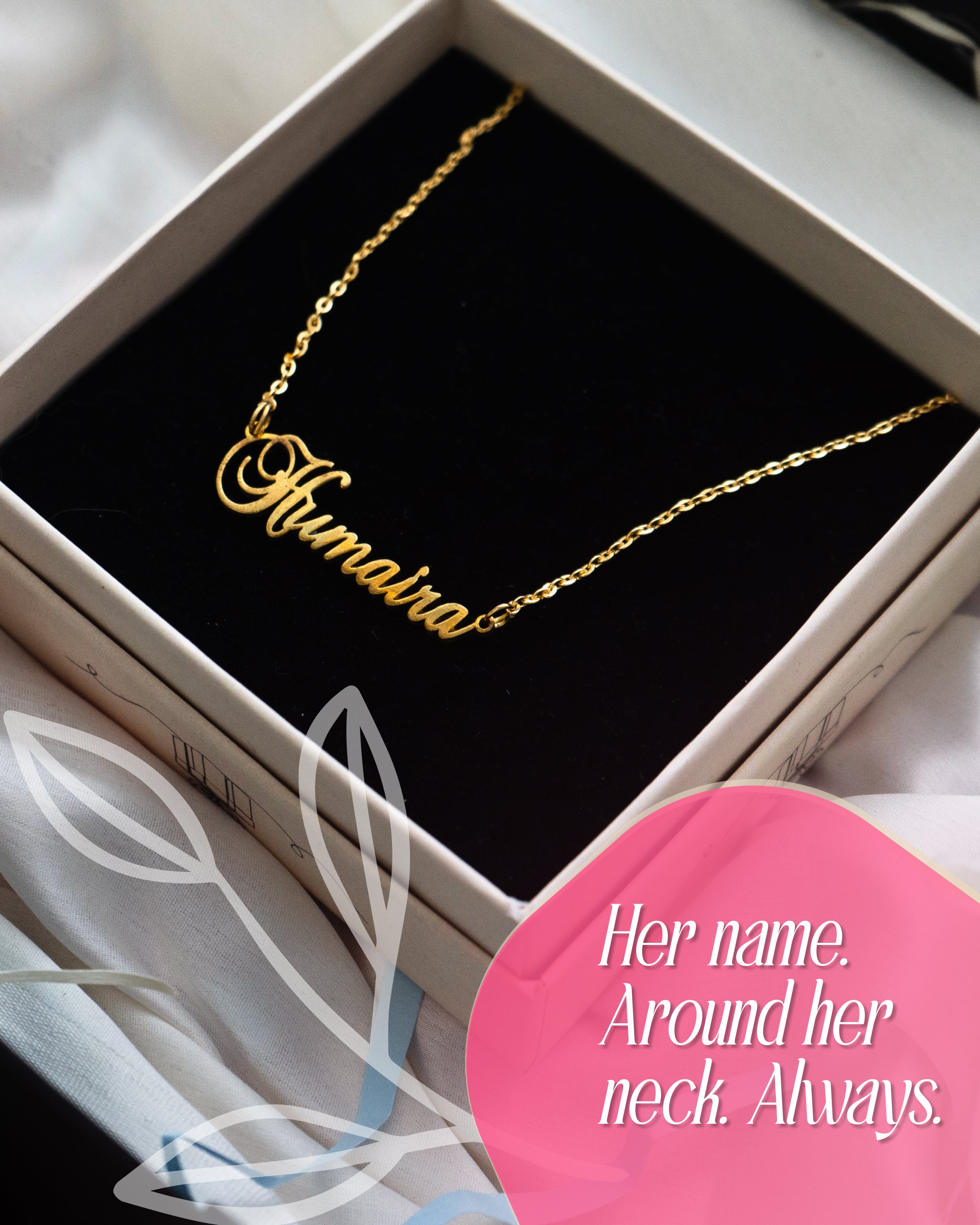 Personalised Gift Hamper for Her | Custom Name Necklace, Photo Frame & Tumbler Box