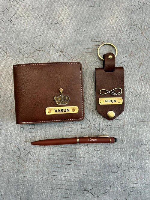 Personalised Father’s Day Gift Combo for Dad – Custom Wallet, Photo Keychain & Pen Set