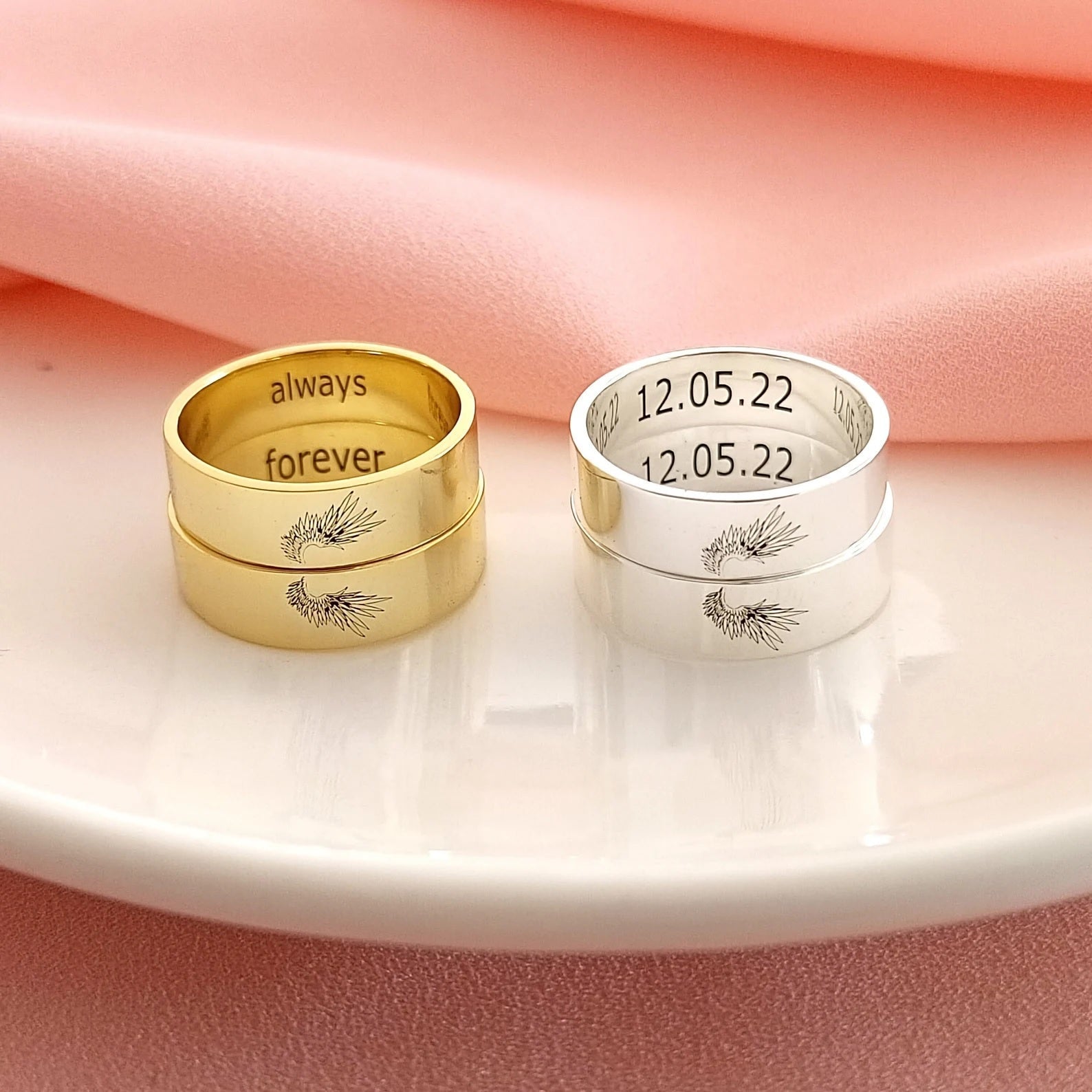 Angel Wing Couple Rings