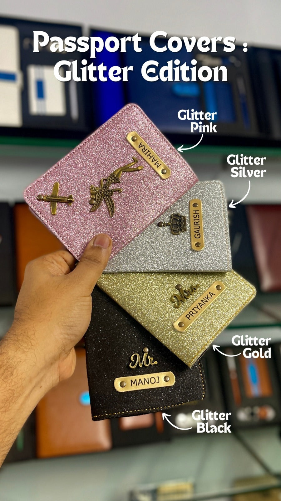 Personalised Passport Cover with Name & Charm | Custom Travel Passport Holder