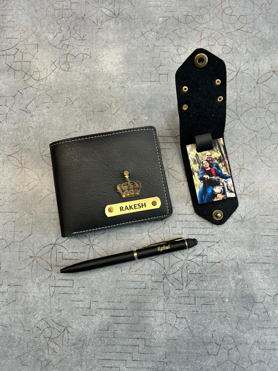 Personalised Father’s Day Gift Combo for Dad – Custom Wallet, Photo Keychain & Pen Set