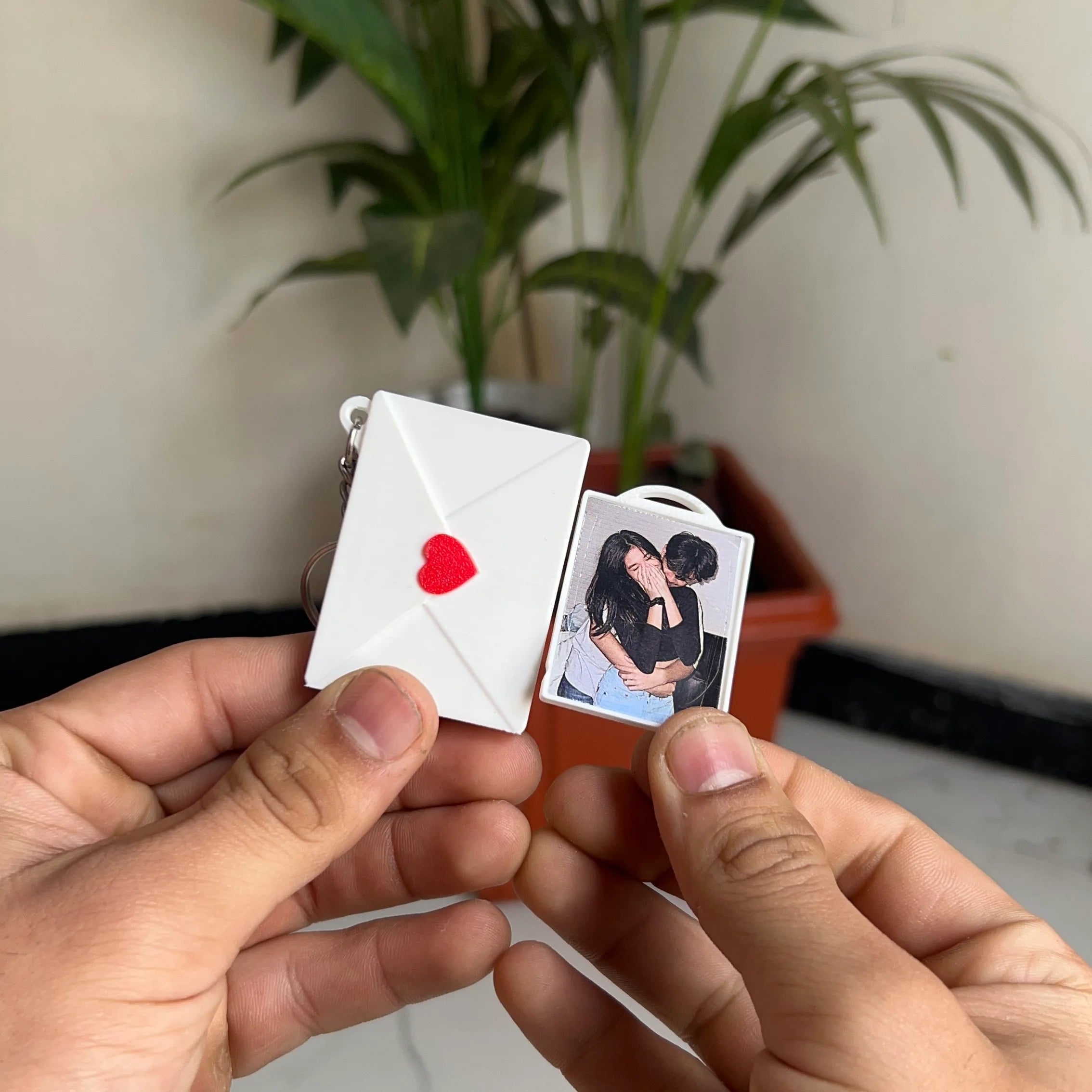 Personalised Mini Envelope Photo Keychain – Custom Love Memory Gift