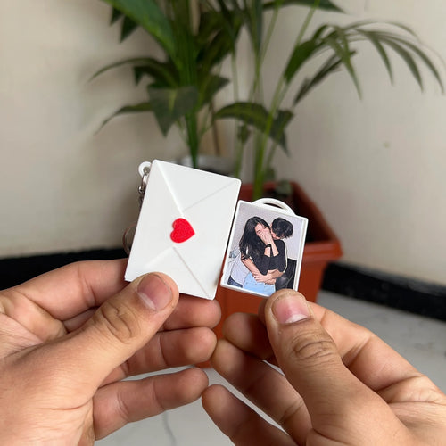 Personalised Mini Envelope Photo Keychain – Custom Love Memory Gift