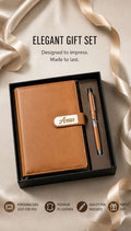 Premium Leather Notebook with Custom Name & Pen