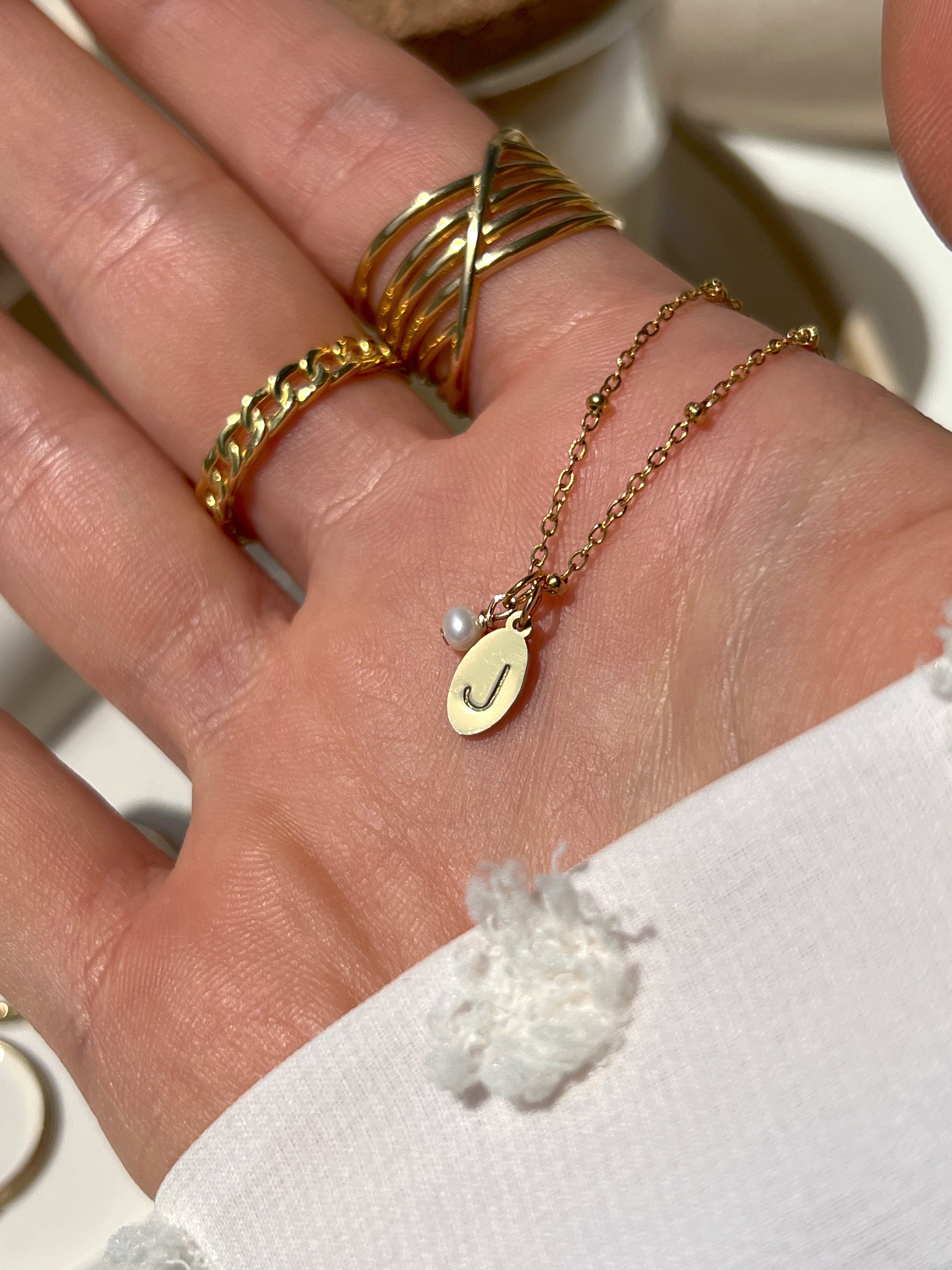 Initial pendant with pearl