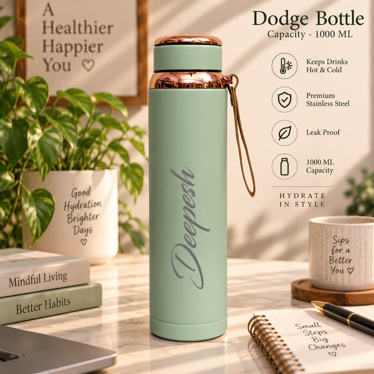 Personalised Dodge Bottle – 1000 ML | Custom Name Water Bottle