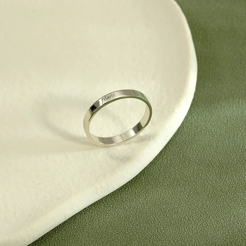 Silver name ring 