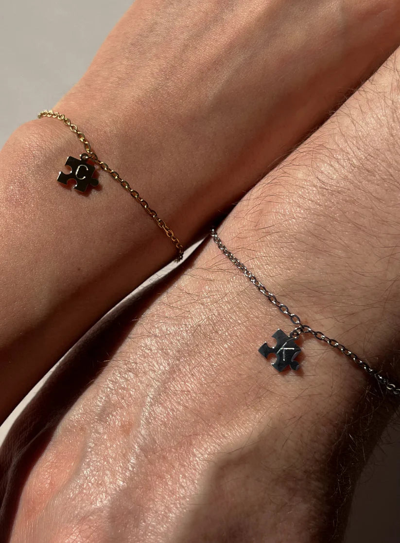 Single Initial Puzzle Bracelet