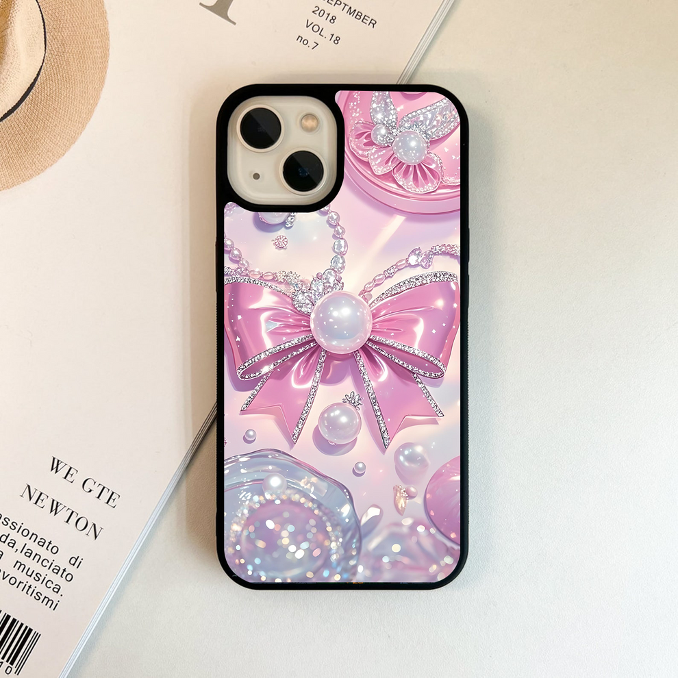 Pink Bow And Sparkle Glass Case