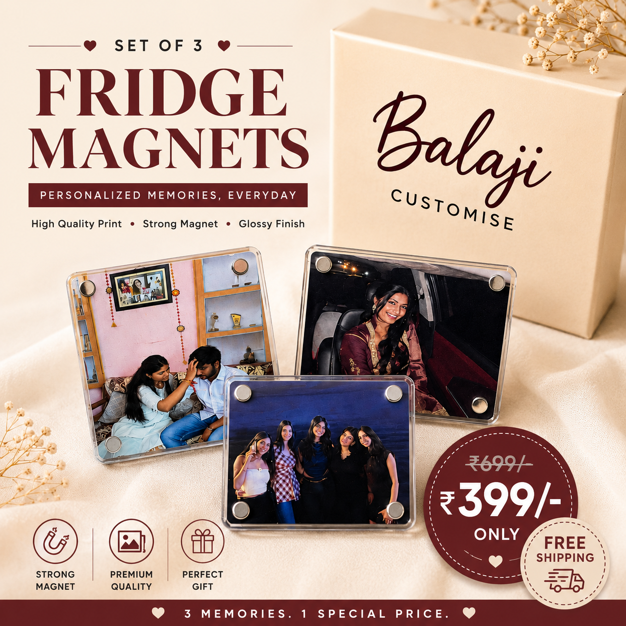 Polaroid fridge magnet