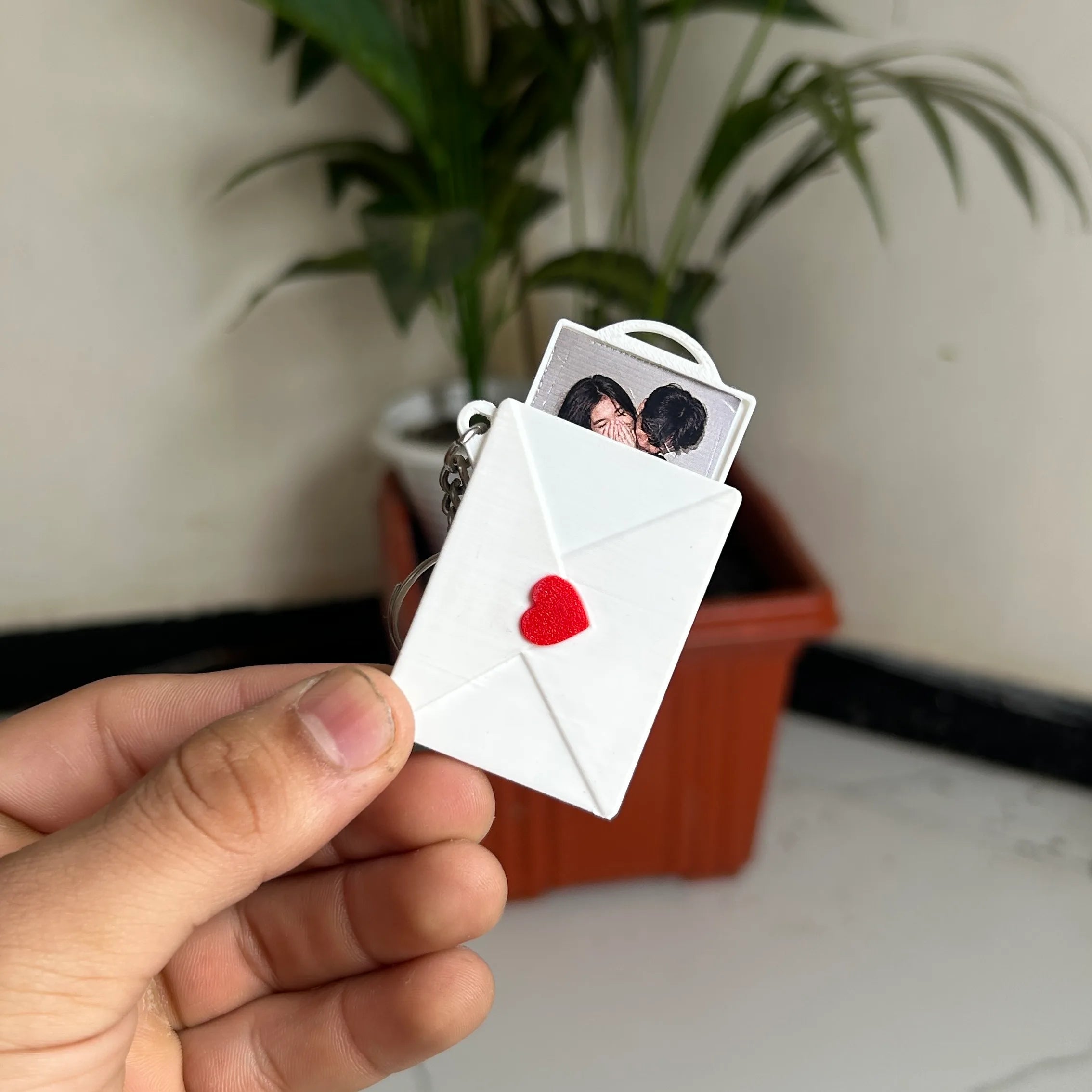 Personalised Mini Envelope Photo Keychain – Custom Love Memory Gift