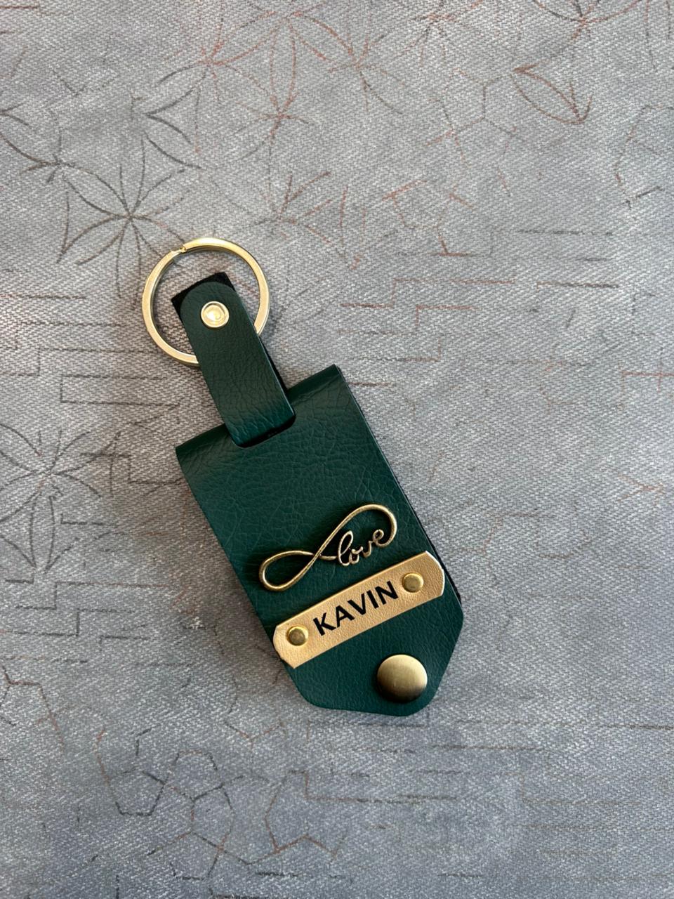 Personalised Leather Keychain with Hidden Photo | Custom Name Keyring