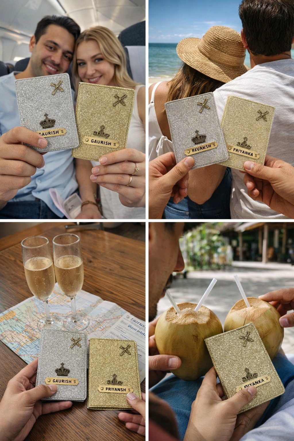 Personalised Passport Cover with Name & Charm | Custom Travel Passport Holder