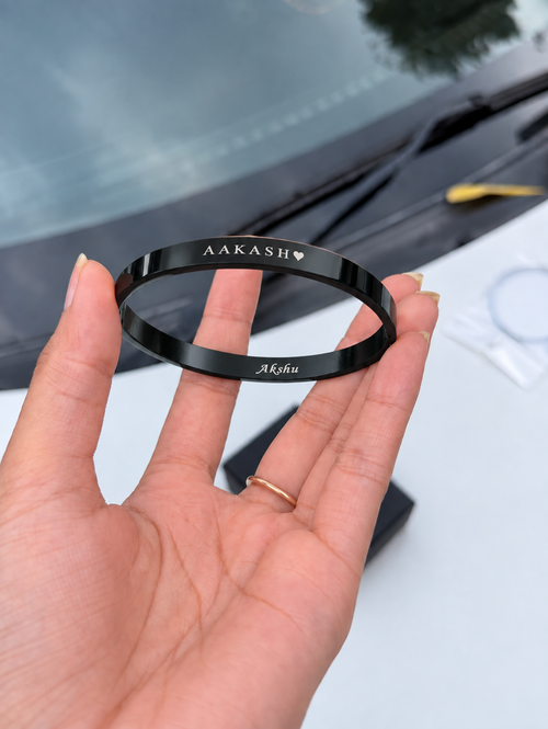 Personalized Engraved Couple Cuff Bracelet – Custom Name Stainless Steel Bangle