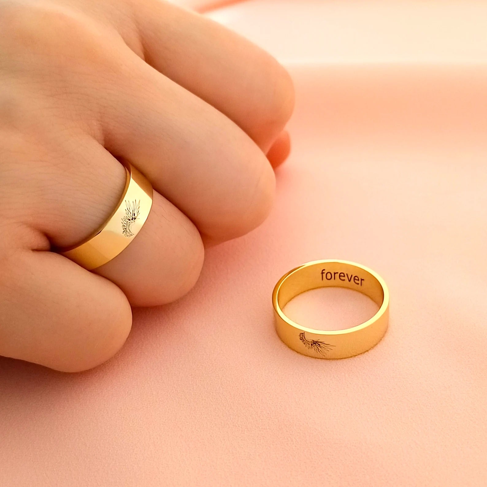 Angel Wing Couple Rings