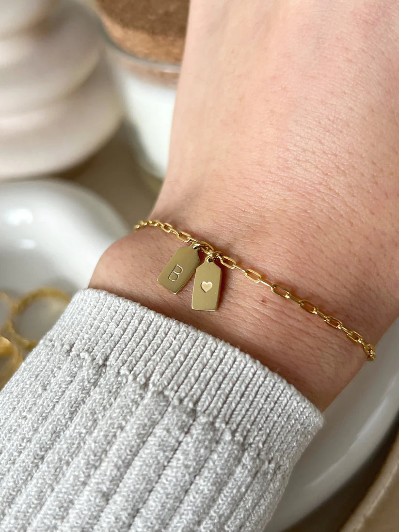 His & Her initial bracelet with heart