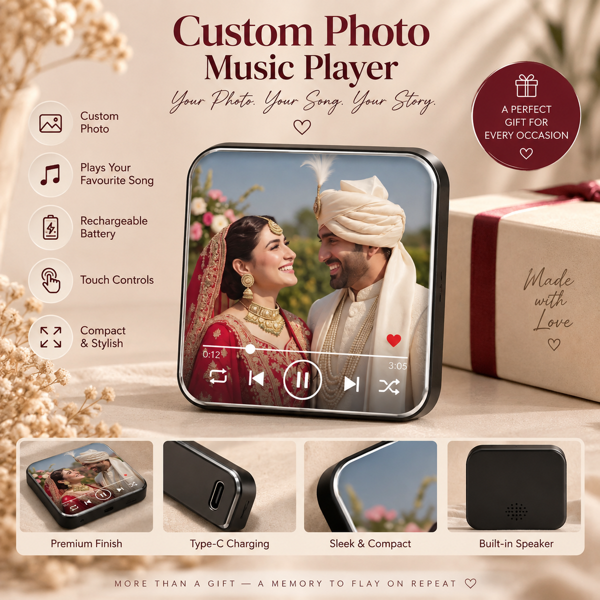 Personalised Music Fridge Magnet | Custom Photo Spotify Style Magnet