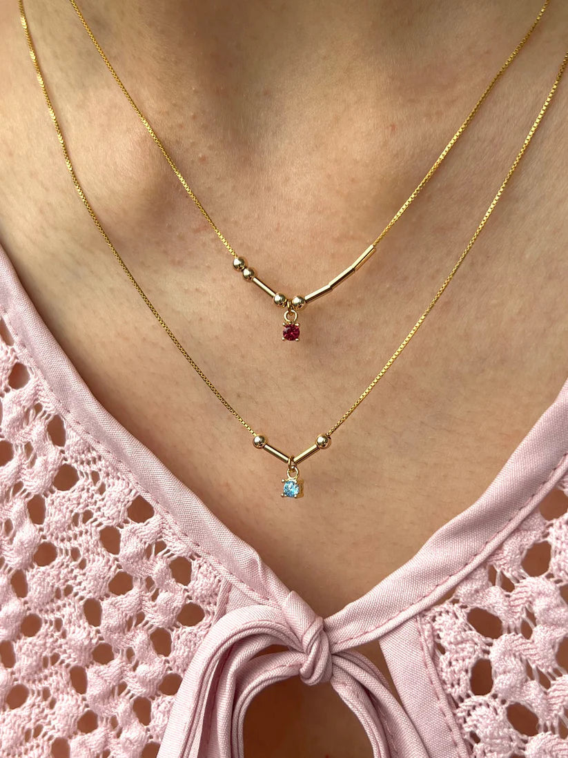 Morse Code Initial Birthstone Necklace