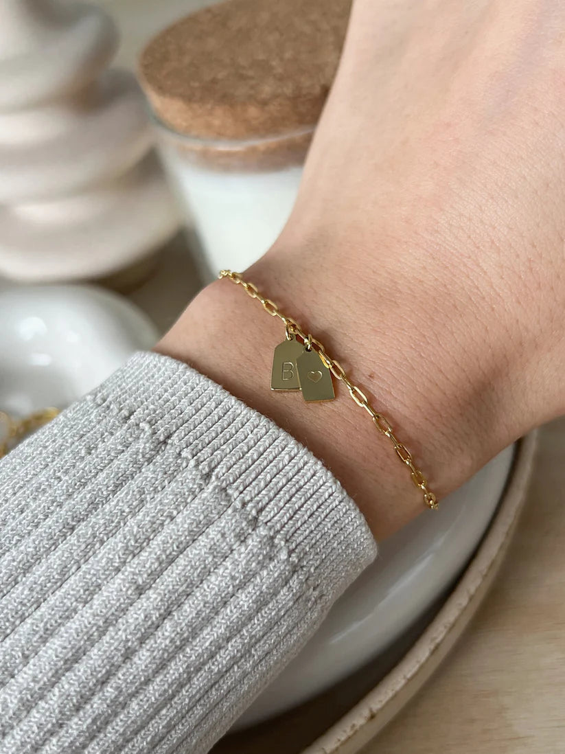 His & Her initial bracelet with heart