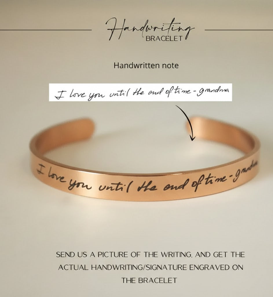 Real Handwriting Cuff Bracelet
