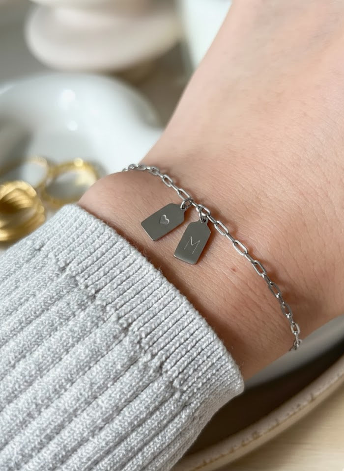 His & Her initial bracelet with heart