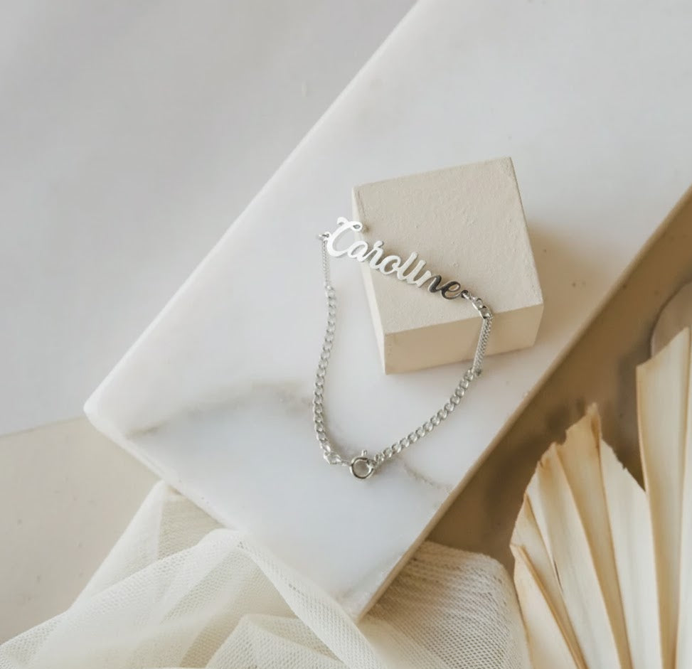 Custom Name Bracelet with Curb Chain