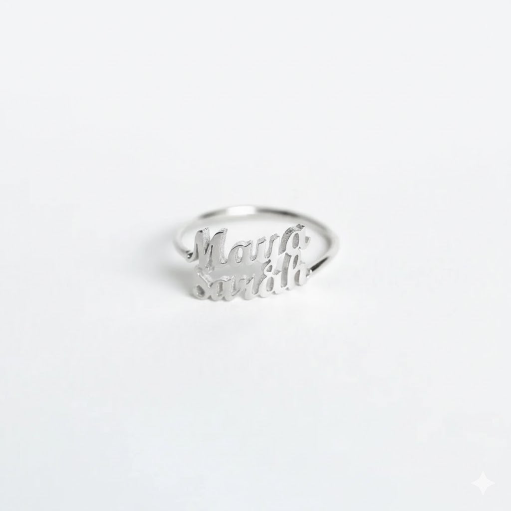 Custom His and Hers London Name Ring