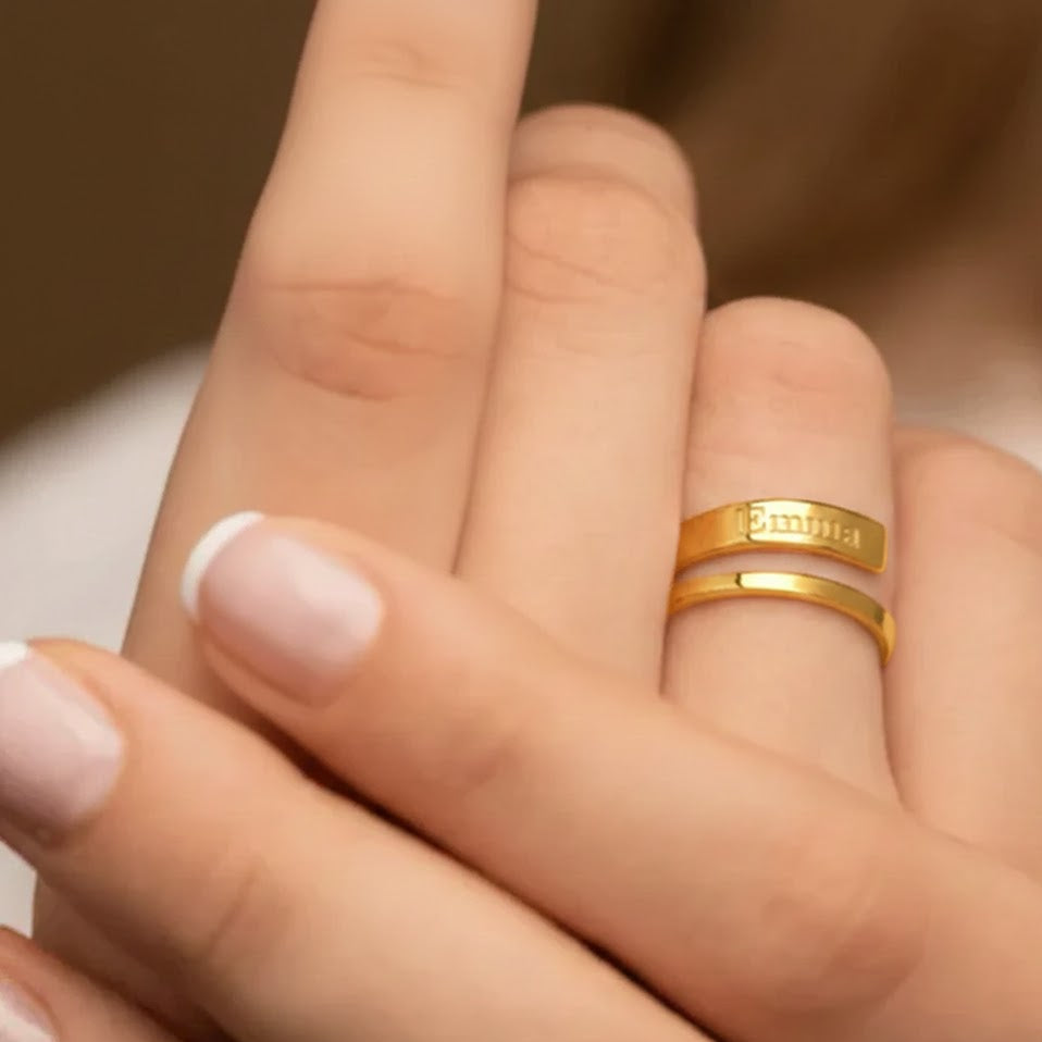 Custom Dainty Name Stacking Ring.