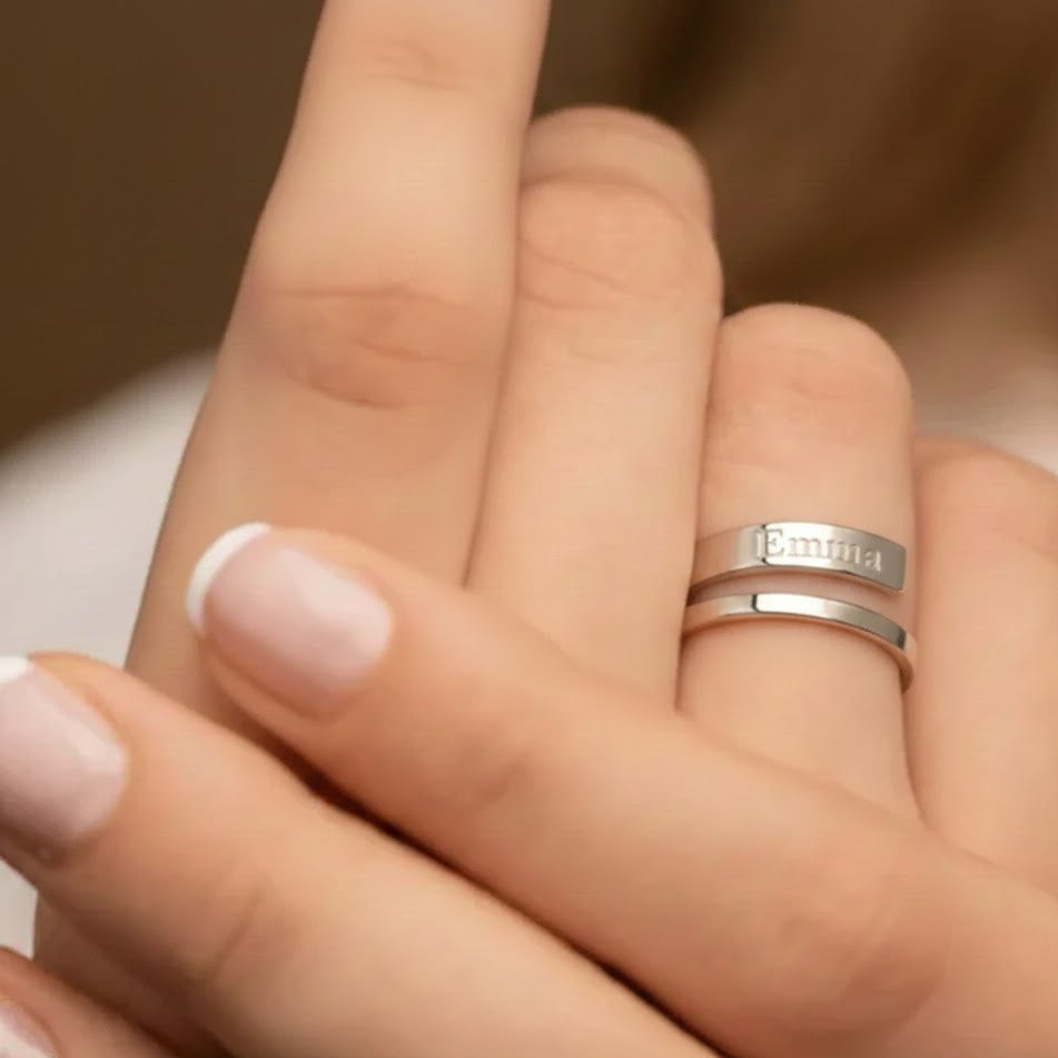 Custom Dainty Name Stacking Ring.