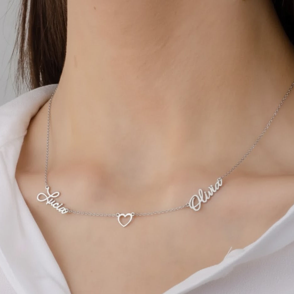 Couples Name Heart Necklace