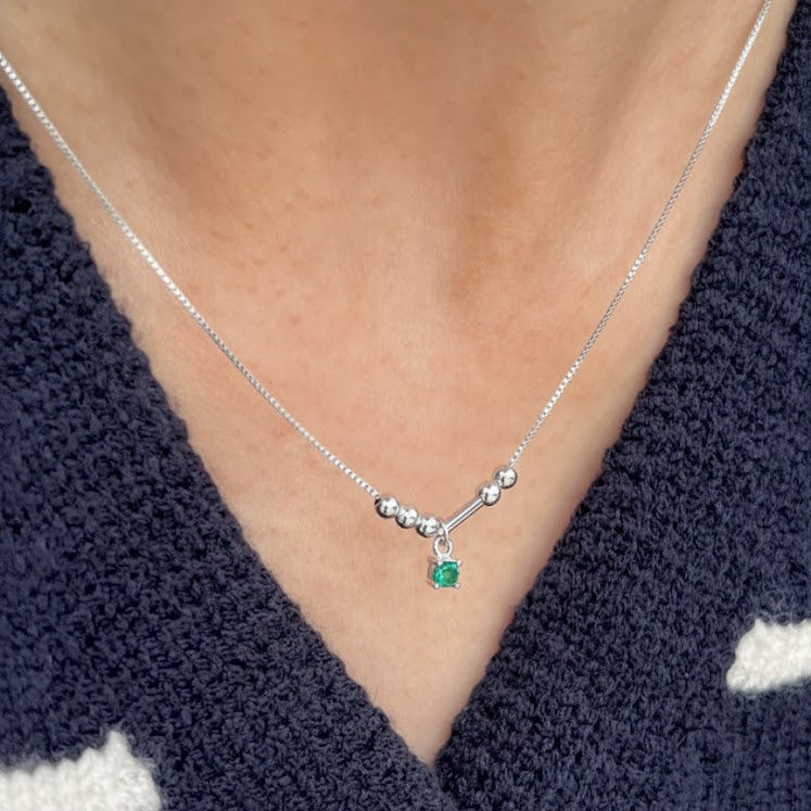 Morse Code Initial Birthstone Necklace