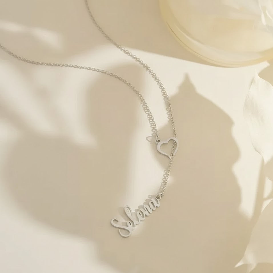 Personalized Heart with Name Drop Necklace