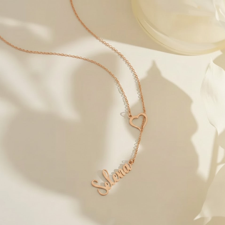 Personalized Heart with Name Drop Necklace