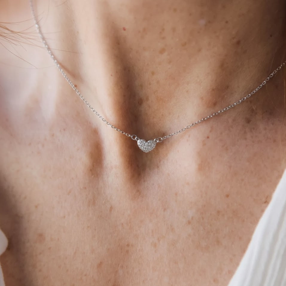 Pave Heart Diamond Necklace