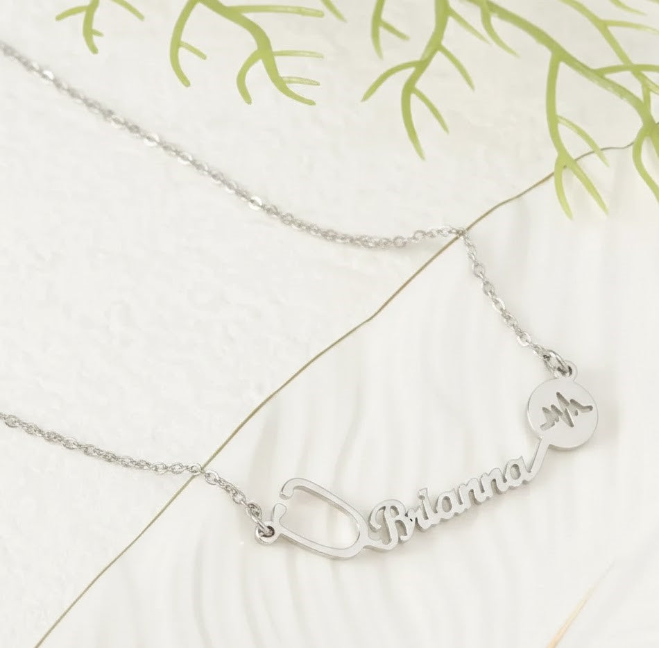 Doctor Name Heart Stethoscope Necklace