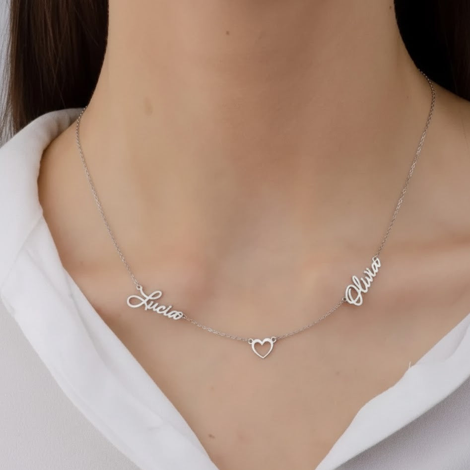 Couples Name Heart Necklace