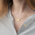 Butterfly Necklace with Engraved Initial Letter