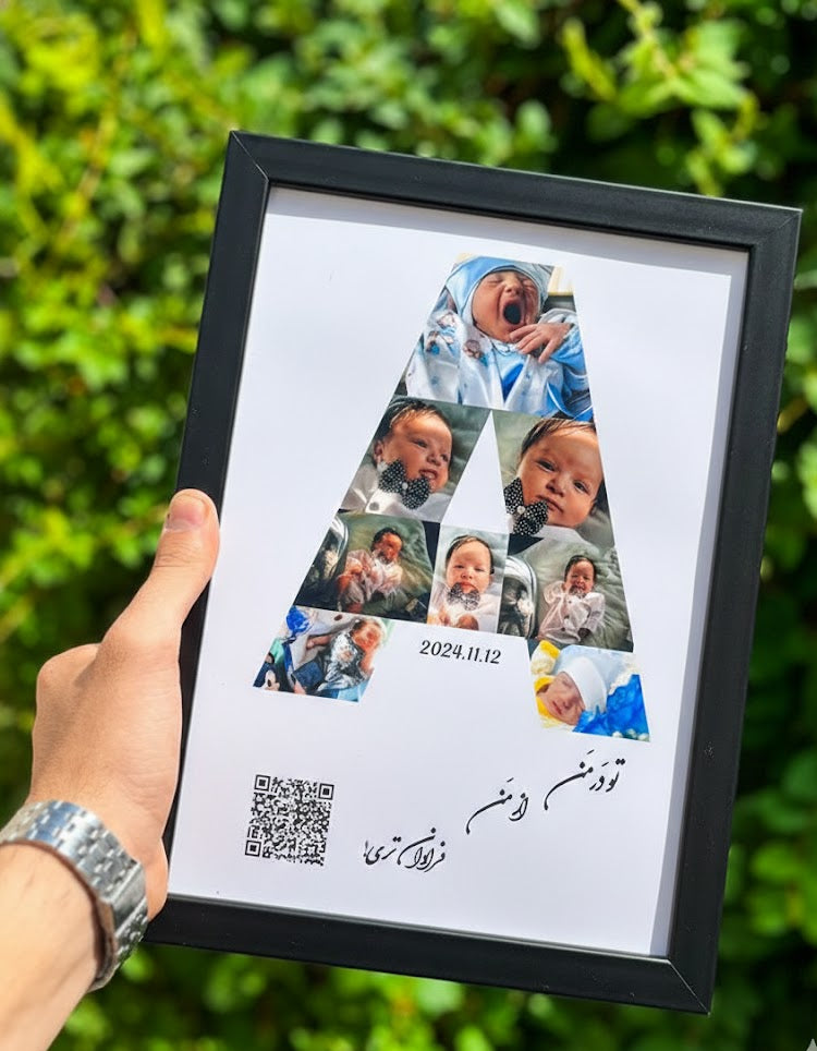 Personalized Baby Initial Photo Collage with Birth Date Frame(5*7)