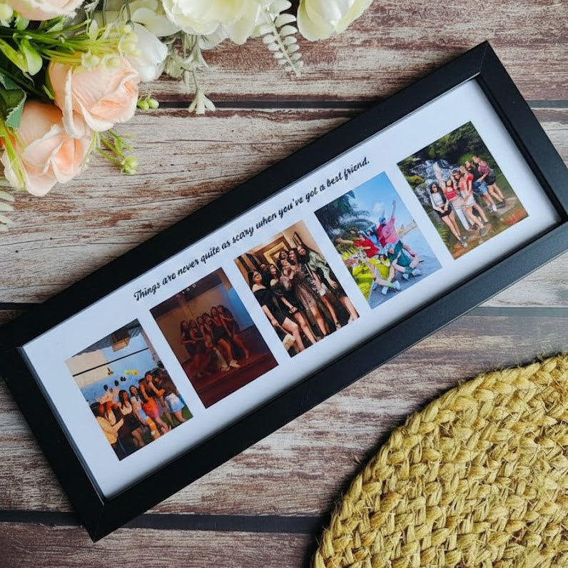 Personalized Multi-Photo Frame(4*10) with Best Friend Quote – Custom 5-Photo  Collage Gift